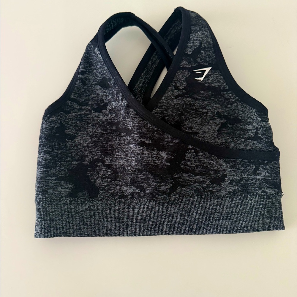 Black and Gray Camo Sports Bra